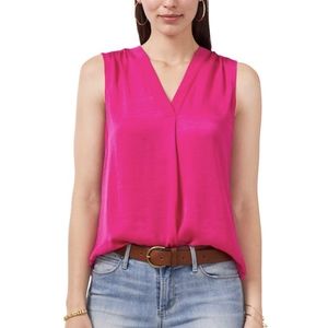 NWT Vince Camuto Merra Pleated Shoulder Fuchsia Pink Tank Top